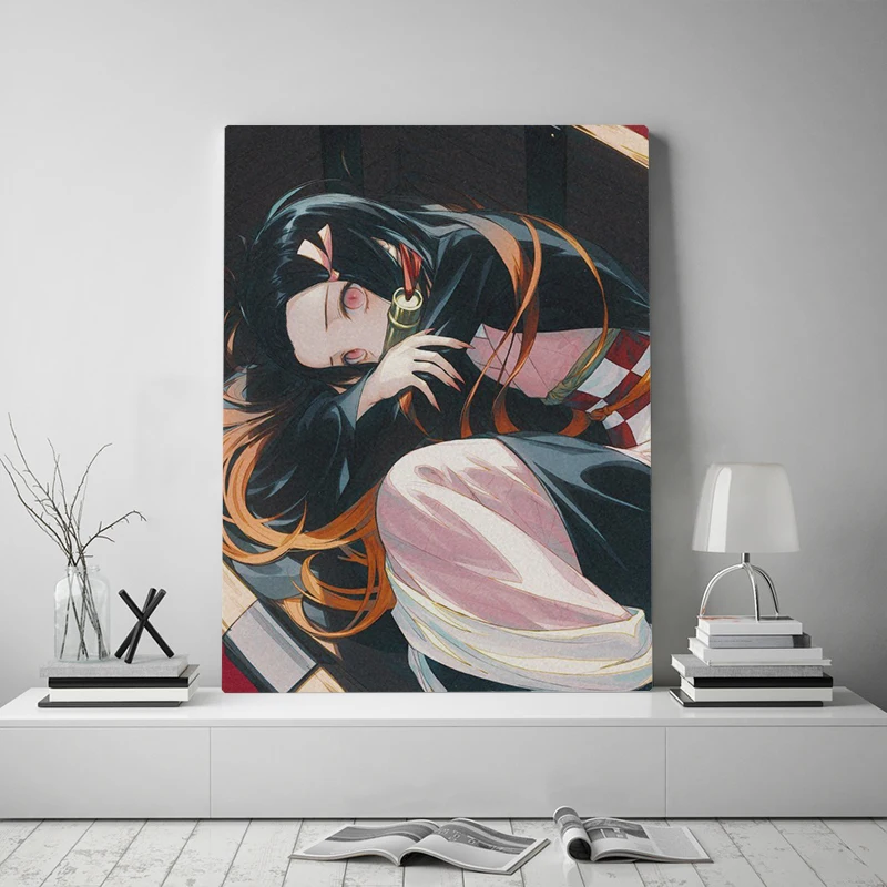 Аниме Nezuko Kamado Kimetsu no Yaiba постер на холсте картина настенное искусство декор для