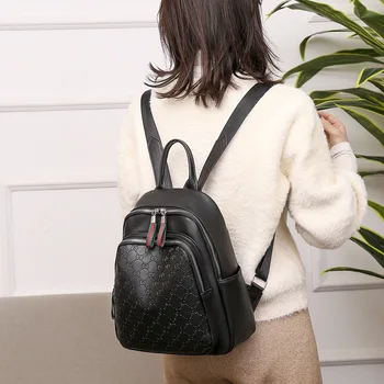 

2019 Large Capacity Bag Fashion Soft Leather Women's Backpack Schoolbag Backpack Women's leather backpack leather backpack