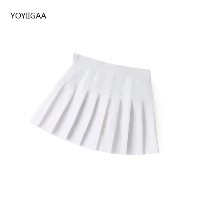 Autumn Winter Women Skirts High Waist Female Pleated Skirt Fashion Chic Girls Dance Mini Skirts Preppy Style Ladies Plaid Skirt white