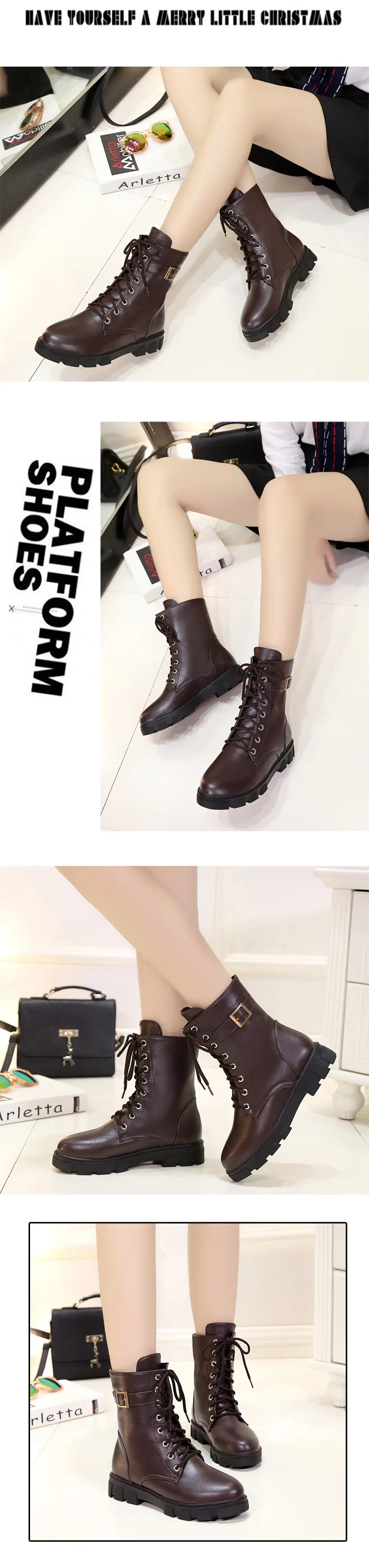 Новые зимние женские ботинки; теплые женские ботинки на шнуровке; Повседневные Удобные женские ботинки