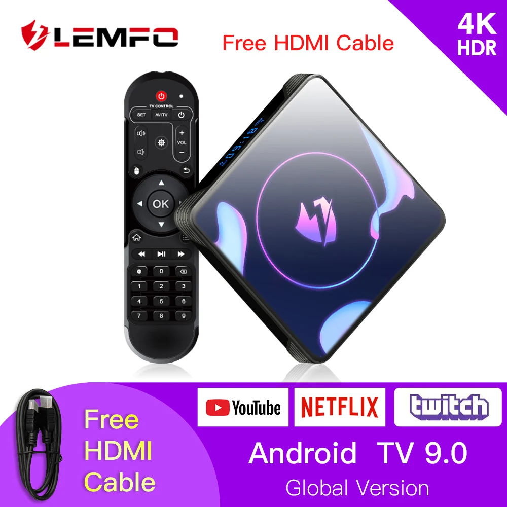 LEMFO LET1 Smart Android tv Box 9 0 RK3318 с 4 Гб ОЗУ 64 ПЗУ поддержка 4K 2 & 5 8G Wifi светодиодный дисплей
