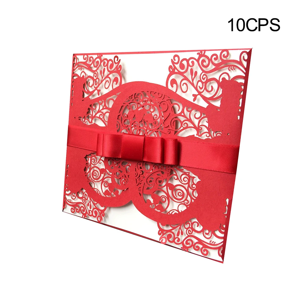  10Pcs Hollow Wedding Invitation Personality Heart Shape Humanity Pattern Invitation Beautiful Weddi - 4.00051E+12
