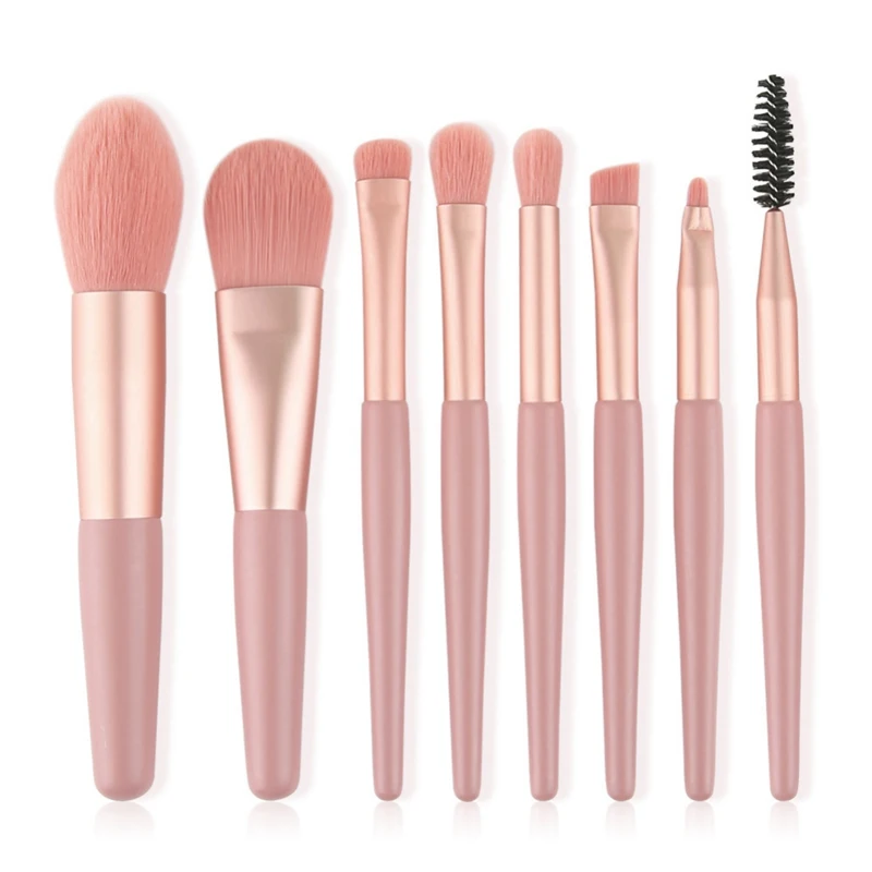

8pcs Makeup Brushes Set Foundation Brush Loose Powder Brush Eyeshadow Eyebrow Eyelash Brush Kit Professional Makeup Tools