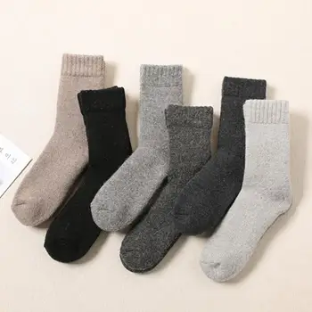 

Winter Men Solid Color Thicken Warm Soft Breathable Stretch Middle Tube Socks