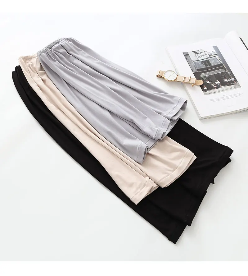 Modal half length basic skirt white underskirt black a line short skirt for women hanfu lined thin petticoat half slip