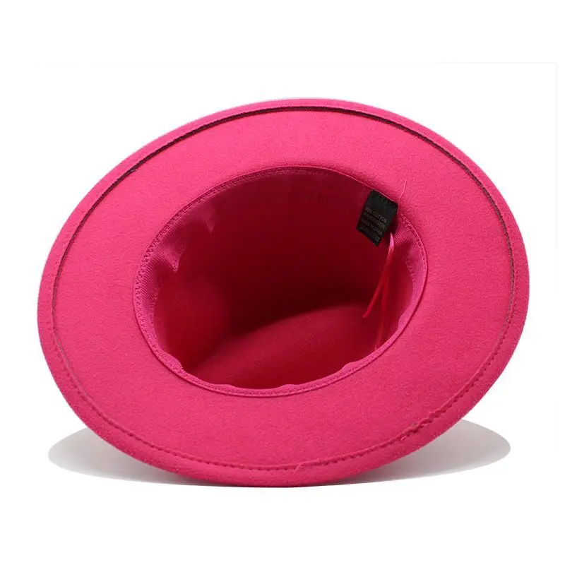 Branco de Borda Chapéu para Homem Chapéu Preto Larga Simples Igreja Derby Panamá Sólido Feltro Fedoras Feminino lã Artificial Mistura Jazz Boné - 21 High Quality Acessórios da Moda