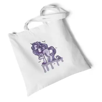 

Focal20 Streetwear Skull Unicorn Print White Canvas Bag Reusable Original Handbag Storage Foldable Large Travel Bag Shoulder Bag