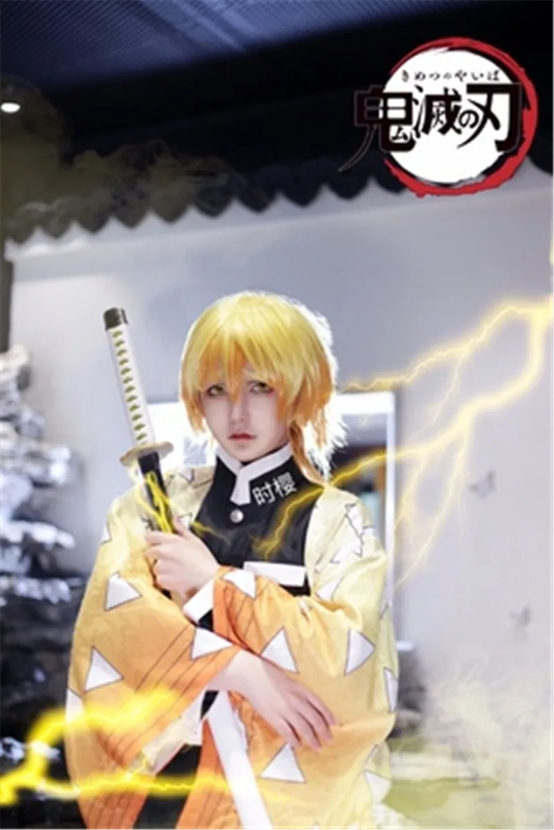 Кимоно Tomioka Giyuu, костюм для косплея, истребитель демона: Kimetsu no Yaiba Kamado Tanjirou Kamado Nezuko, кимоно, рубашка, штаны, Униформа, парик