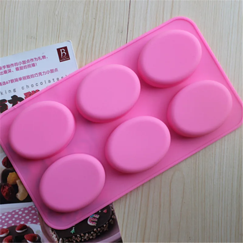 

6 Cavity 3D Oval Square Silicone Soap Mold Handmade Craft DIY Soap Making Tools Molds Food Grade Chocolate Form Loaf Mould
