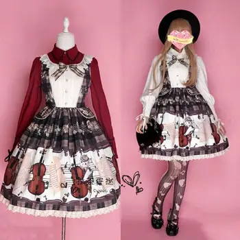 

Japanese kawaii girl british college style sweet lolita dress vintage lace cute printing victorian dress gothic lolita jsk loli