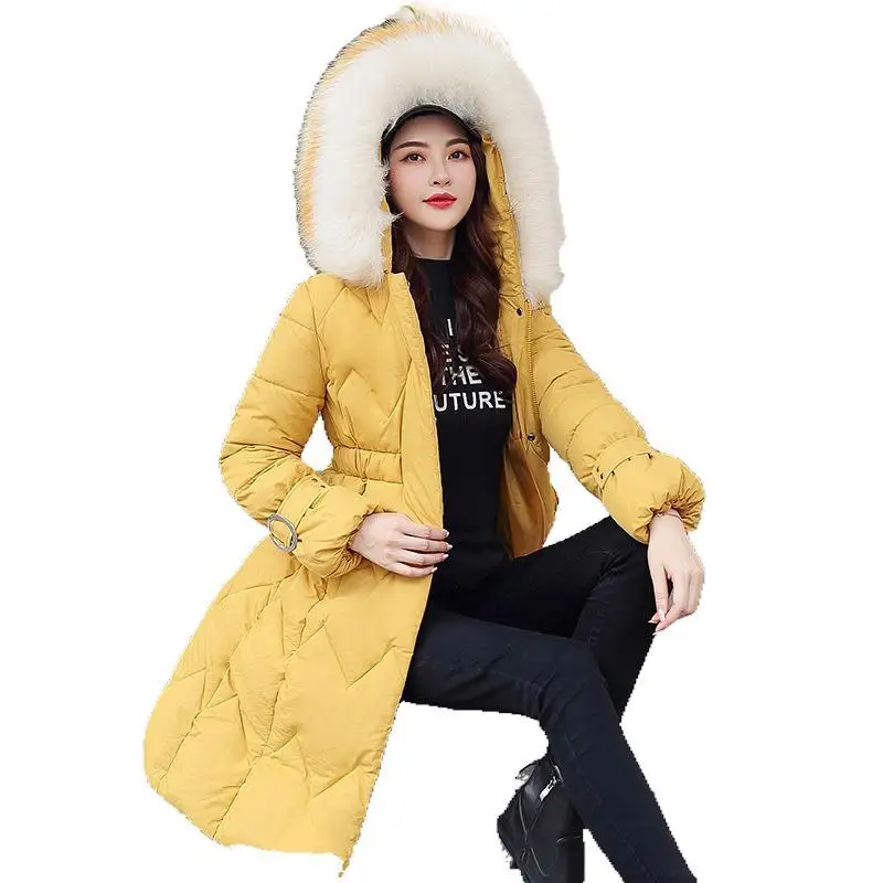 

Most New Style over-the-Knee down Jacket Cotton-padded Clothes Thick Cotton-padded Clothes WOMEN'S Coat Hooded Large Size Fur Co