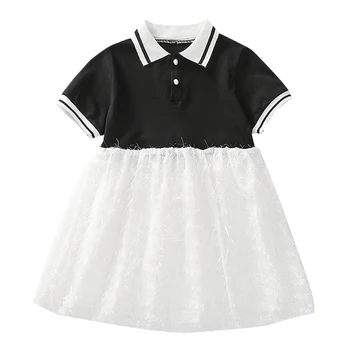 

casual t-shirt style dress age for 3 - 12 years little girls short sleeve cotton school clothes summer tassel baby girls frocks