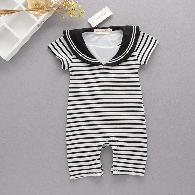 

Special Approval Stripes Baby Navy Suit/Sailor Jumpsuit Romper BB Crawling Clothes