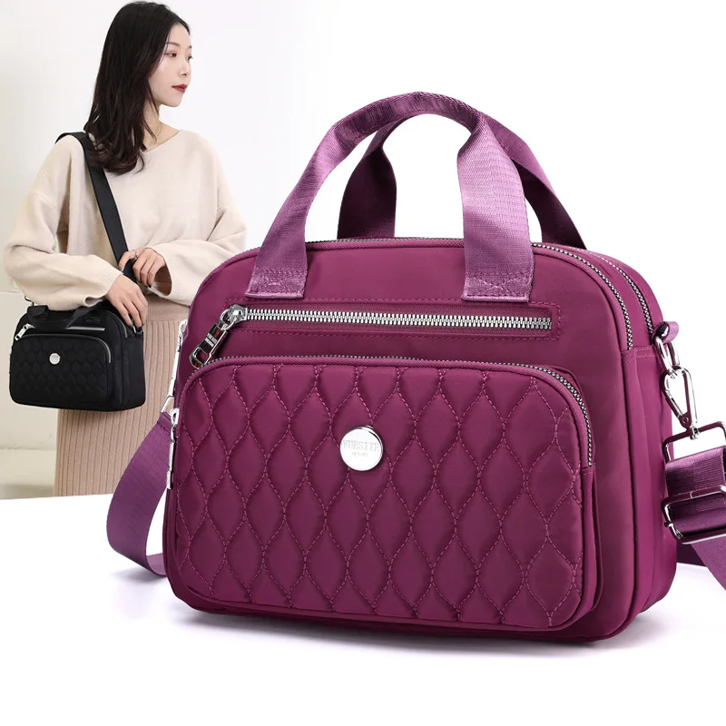 

Women's Handbag Anti-Spillage Nylon Bag Large Capacity Travel Shopping Shoulder Bag Versatile Embroidery Shoulder Bag