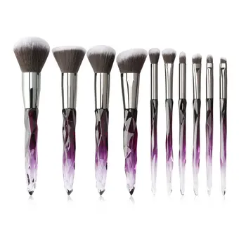 

10 Pcs/Set Diamond Handle Makeup BrushEye Shadow Liquid Foundation Eyeliner Lip Color Make Up Brush Beauty Kit Free Shipping