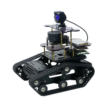 

DIY Smart Robot Tank Chassis Car With Laser Radar For Raspberry Pi 4 (2G) For Children Developmental Early Education Toys- Black