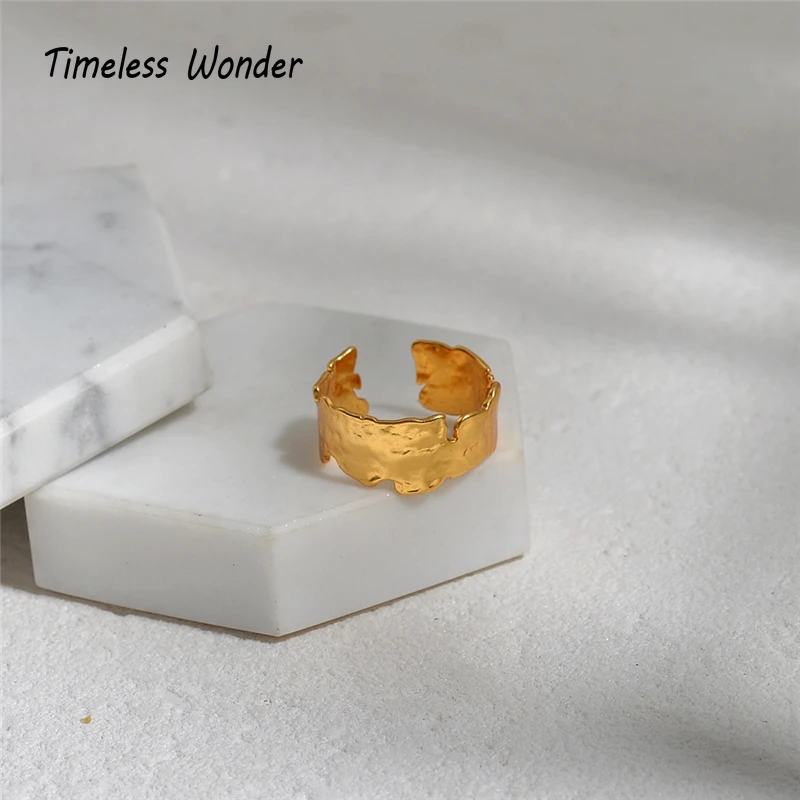 

Timeless Wonder Brass Geo Irregular Open Rings Women Jewelry Punk Cocktail Runway Gothic Boho Ins Designer Top Cute Hiphop 6583