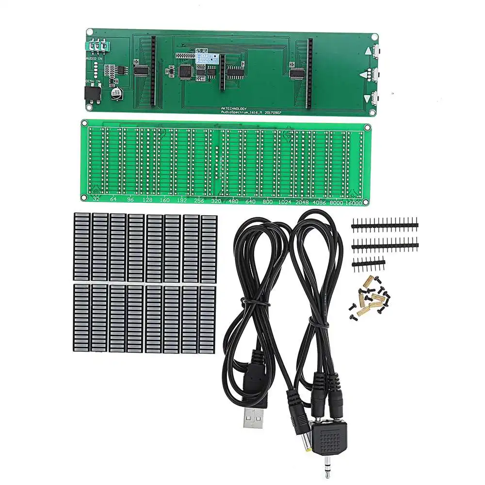 

NEW 16 Level LED Music Audio Spectrum Indicator Amplifier Board Green Color Speed Adjustable With AGC Mode DIY Kit