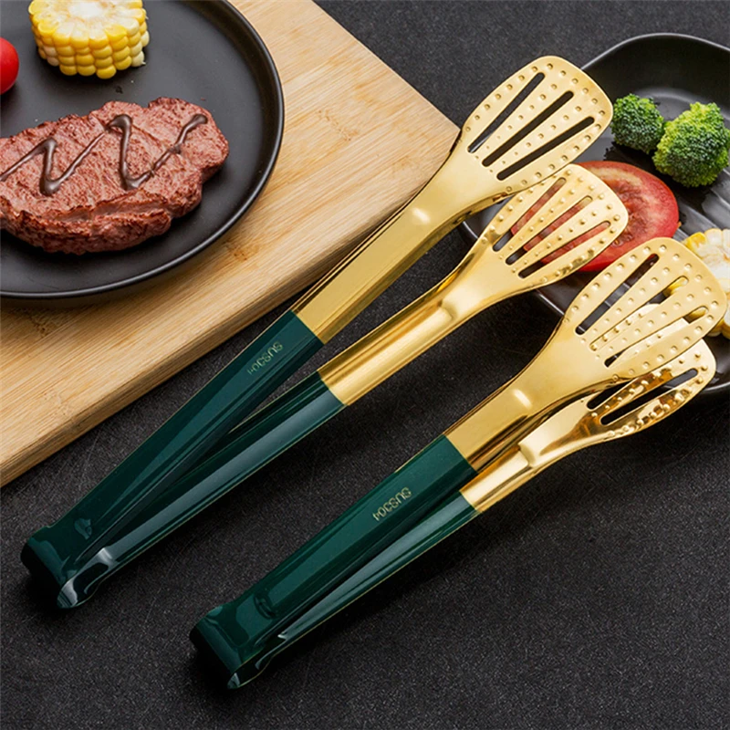 Stainless Steel Food Barbecue Grilling Tongs Heat Resistant Salad Bread Buffet Non-Stick Clip Cooking Clamp Kitchen Accessories