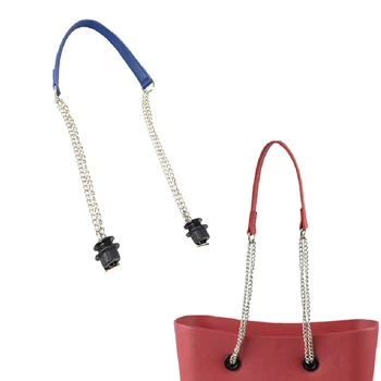 

New 1 Pair Obag Silver Long Double Chain OT T OBag Handles For Obag EVA O bag Totes Women Bag Shoulder HandBag Double Chain