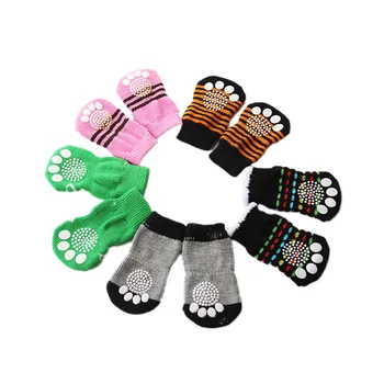 

4pcs/Set Non-Slip Dog Socks Small Protective Paw Print Pet Puppy Shoes for Small Medium Large Ropa De Perro Pet Product OO50WZ