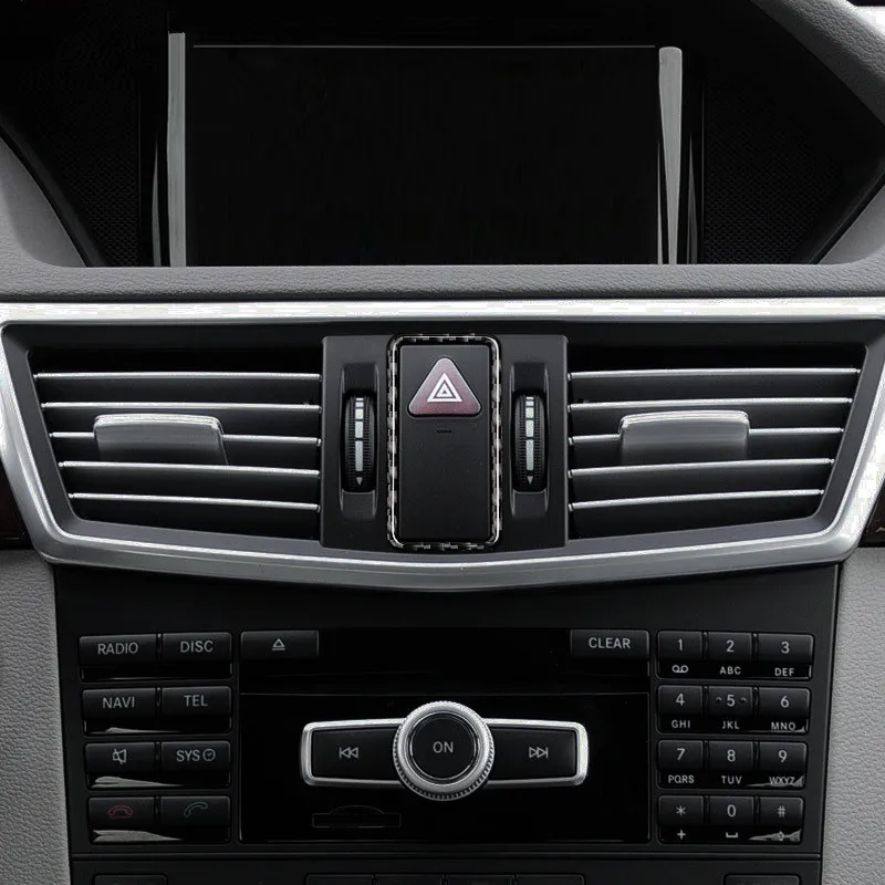 Carbon-Fiber-Warning-Lamp-Button-Frame-Decoration-Cover-Trim-For-Mercedes-Benz-W204-W212-GLK260-C (1)