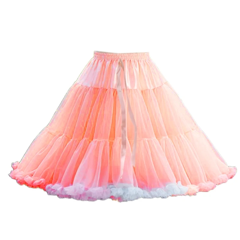 Women Elastic Waist Tulle Petticoat Rainbow Cloud Short Tutu Skirt Ballet Dance Pettiskirts Underskirt