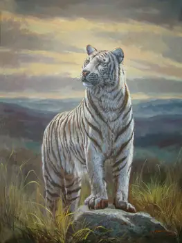 

Animal White Tiger Art Realism Wildlife Art oil Painting on Canvas Handmade