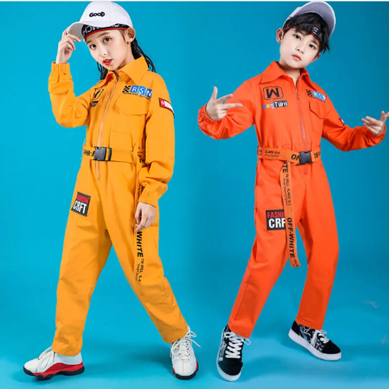 Boys Girls Jazz Modern Dancing Costumes Clothing Suits Children's Hip Hop Dance wear Outfits Stage Costumes Coverall Clothes