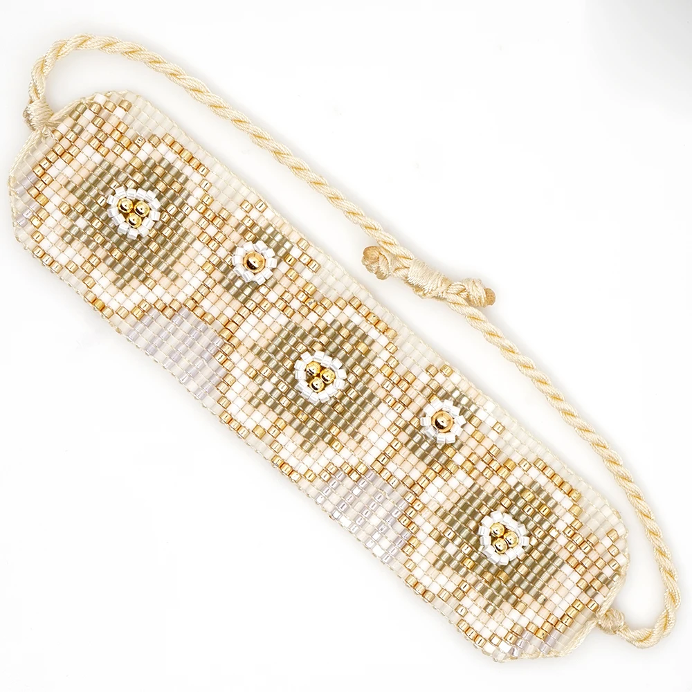Go2boho богемный Браслет MIYUKI бисер браслет для женщин летний нарукавник цветок ювелирные изделия Pulseras Mujer Moda Кристалл кисточкой - Окраска металла: MI-B190444B