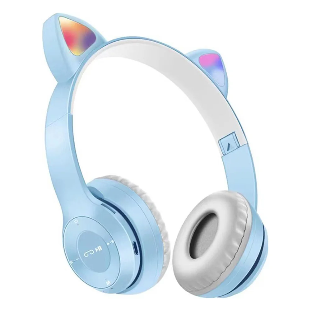 Foldable 5.0 Headphone Cute Cat Ear Audio Stereo Sports Gaming Wireless Headset With Mic LED Lights Girl Earphone For Phone PC |