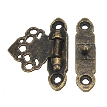 

12x Antique Brass Decor Jewelry Trinket Wooden Box Hasp Clasps Latch Hook+Screws