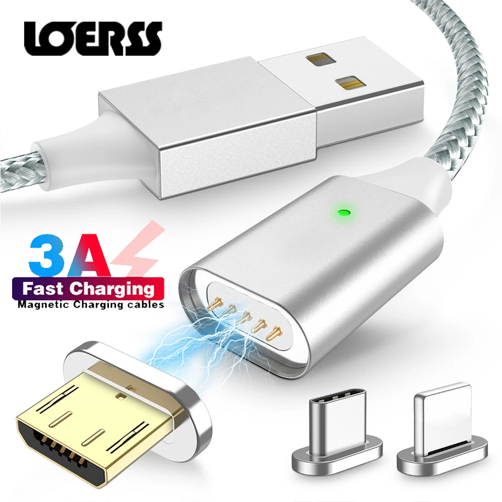 

Magnetic Charging USB Cable for IPhone XR Micro USB Cable Type C USB C Cable Magnetic Charge Cable 3A Fast Charging Data Wire