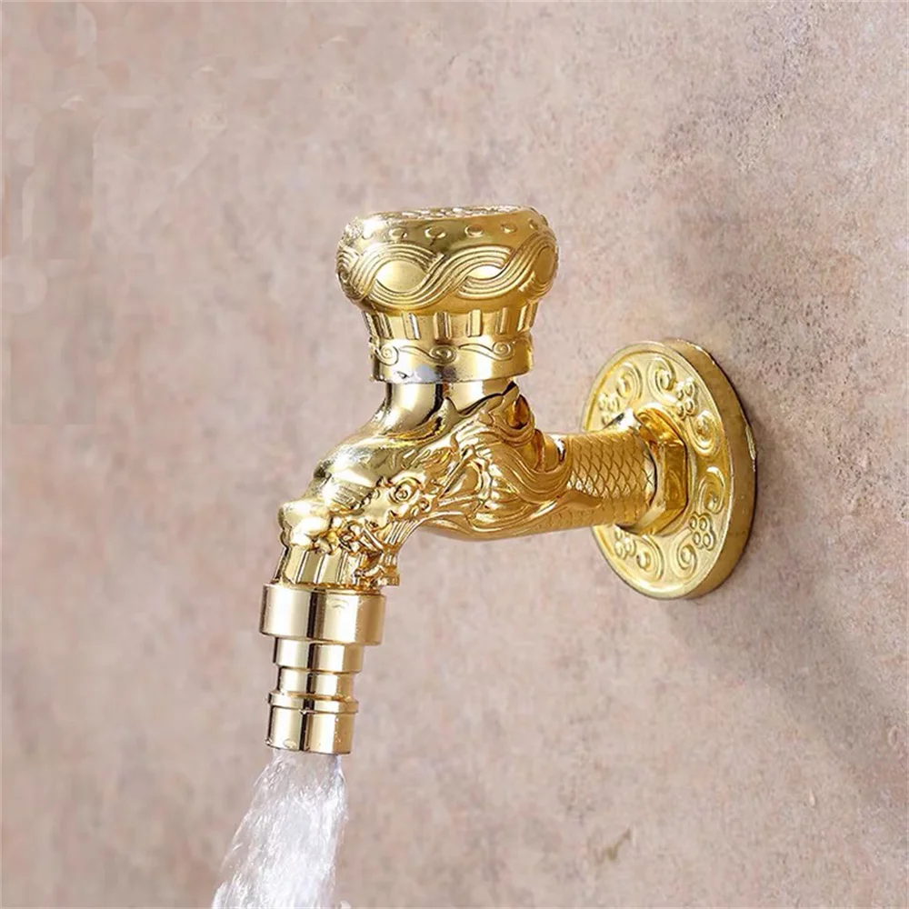 Water Tap Faucet Garden Bibcocks Washing Machine Faucet Carved Wall Bottle Tap Bibcock Zinc Alloy Retro Tap Decorative Outdoor Garden Faucet Washing Machine Mop