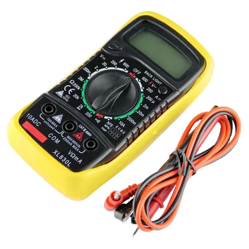 

Handheld XL830L LCD Digital Multimeter DC AC Ammeter Voltmeter Tester LCD Displayed Measurement Instrument with 2pcsTest Leads