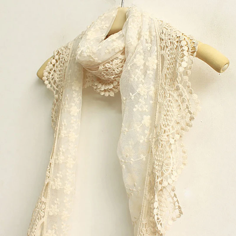 Foulard Echarpe Dentelle Crochet Écharpe En Tricot Au Crochet Pour