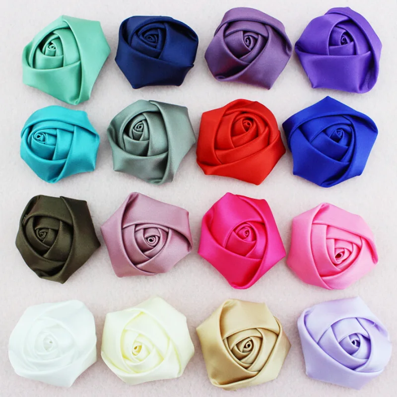 100 шт. сатиновые розетки 4 см|brown flowers|brown rosebrown satin fabric |