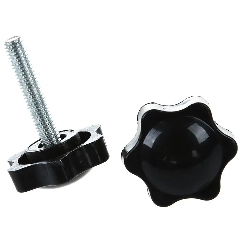 2 Pcs M6 x 30mm Male Thread 32mm Star Head Clamping Knob Black | Обустройство дома