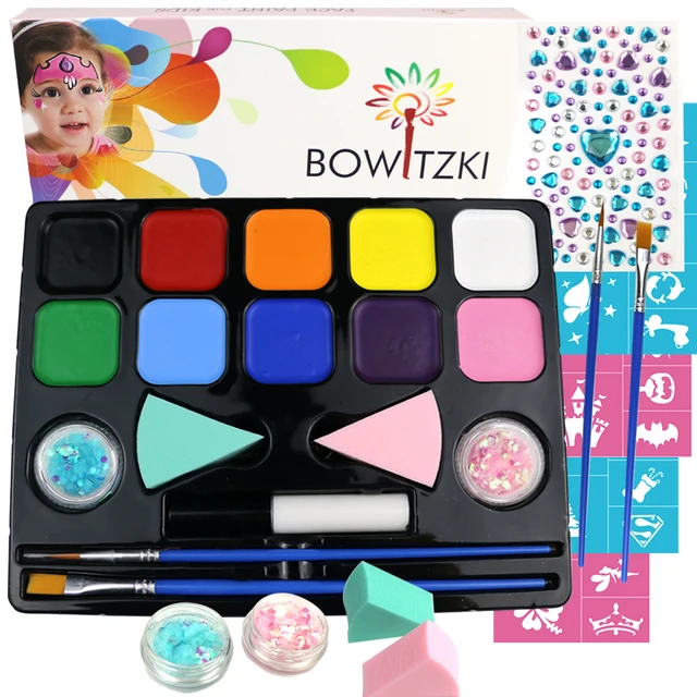 Professional Face Paint Kit 18 Color Washable Water Based Body Painting  With 2 Brushes Safe Paints Palette for Sensitive Skin - AliExpress