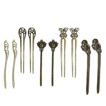 

10PCS Vintage Bronze Hair Pin Royal Court Hairpin National Style Retro Hair Accessories for Female