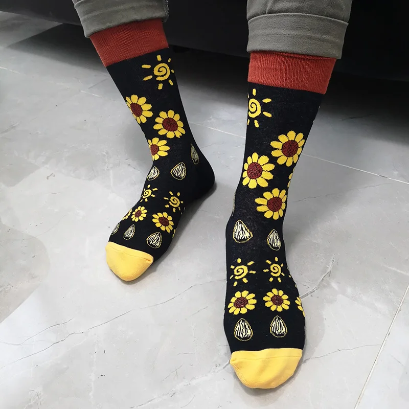 LIONZONE 12Pairs/Lot Casual Men Socks New Socks Fashion Design Plaid Colorful Happy Business Party Dress Cotton Socks Man