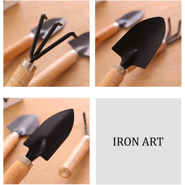 3Db/Szett Mini Lapát Gereblye Fából Készült Fogantyú Fémfej Virágokhoz Cserepes Növények Gyerek Szerszám Háztartási Kerti Szerszámok - Image 4
