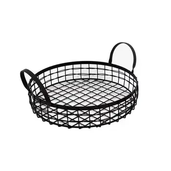 

Wrought Iron Storage Hamper Metal Home Desktop Bread Snack Basket Binaural Fruit Basket Candy Basket DNJ998