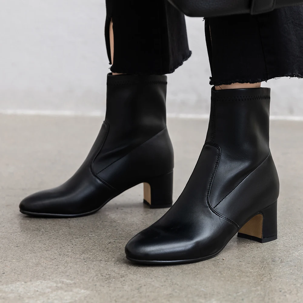 

Plus Size 34-43 Fashion Genuine Leather Boots Hot Autumn Winter Women Stretch Socks Boots Ladies Shoes Martin Boots Ankle Boots