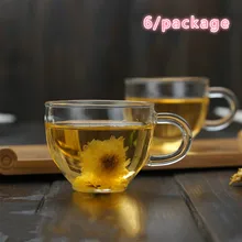 Утолщенные, маленькие стеклянные чашки, с термостойким прозрачным чашкой чая, кофе, кунг-фу чайная чашка, 6 шт./компл