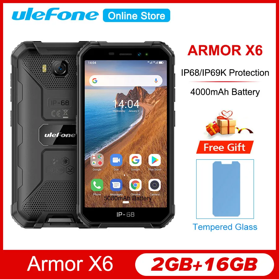 Ulefone Power X6 ip68/IP69K 5 0 &quot&quot HD Android 9 2 Гб оперативной памяти 16 встроенной 8MP телефон 4