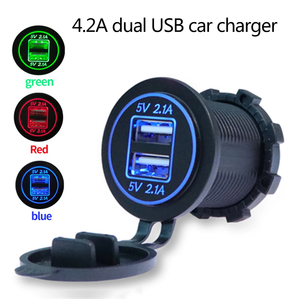 Автомобильное зарядное устройство с двумя портами USB для зарядки телефона