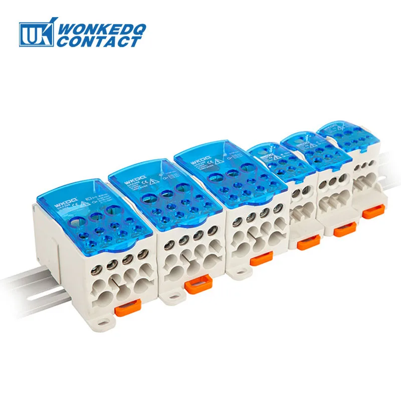 Caja De Distribución De Terminales Montaje En Rail DIN 125A 500V - 2 Niveles, 2x11 Posiciones, Cubierta Transparente