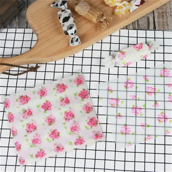 

50 Pcs Rose Flower Candy Wrappers Food Baking Packaging Nougat Wrapping Paper for Wedding Party Non-stick Oilpaper Wax Paper