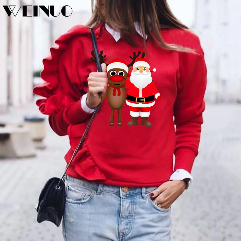 Blusas de Navidad para mujer blusa 2019Top nuevas mujeres Navidad ciervos manga larga pulóver camisas Chemisier Femme|Blusas camisas| - AliExpress